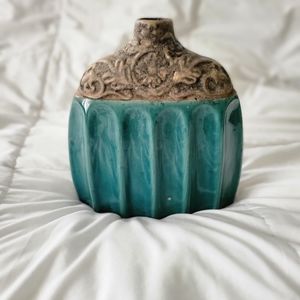 Pier One Mixed Media Teal Ceramic and Stone Vase